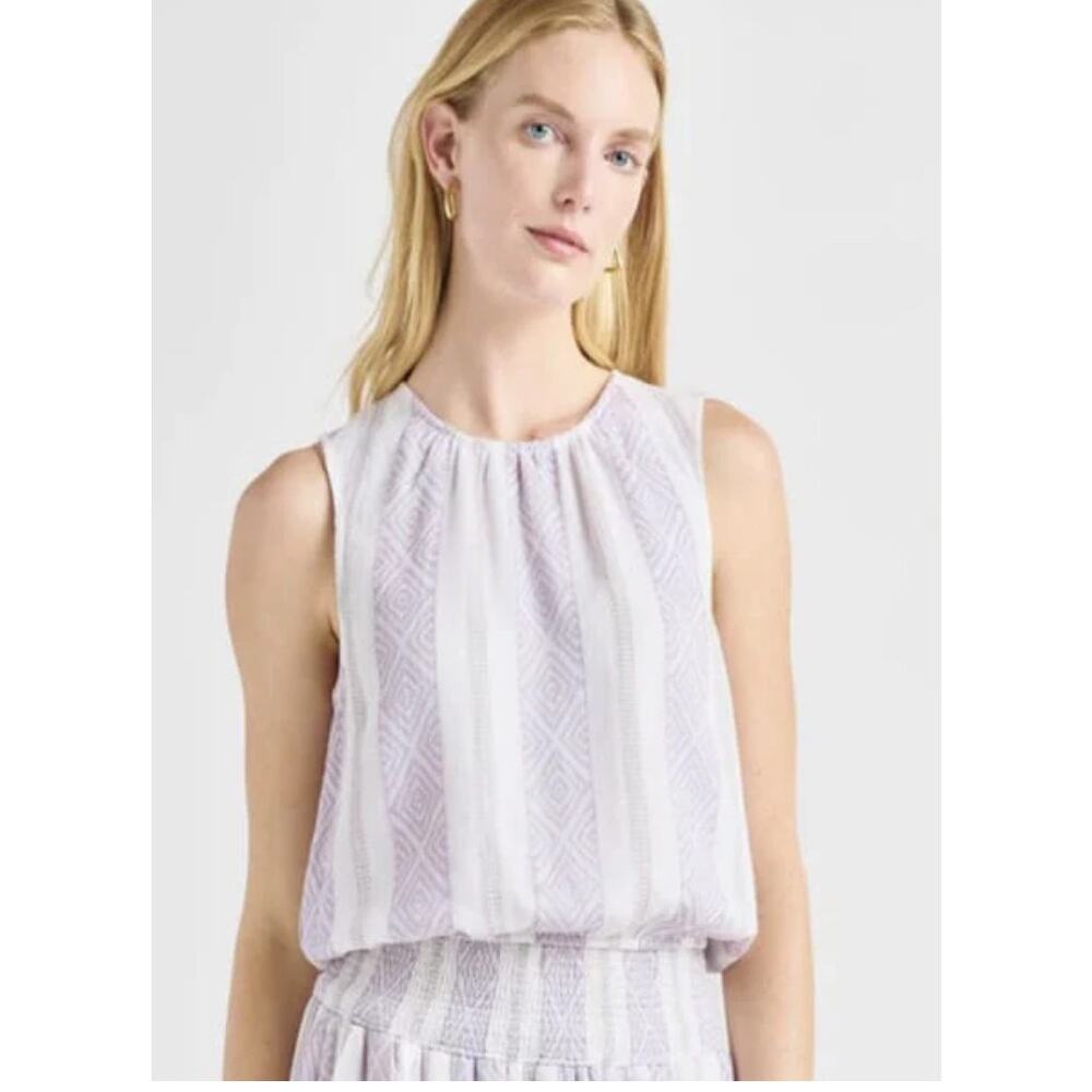 Splendid Collection Purple/Gray Tank Crop Elastic Waistband Boho Top WMN S Crew